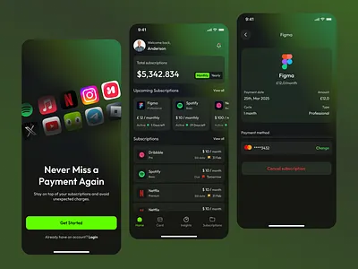 Subscription Manager App app design design finance fintech fintech app fintech design interface mobile app mobile application mobileapp product design subscribe subscription subscription app subscription manager subscription manager app ui ui design uiux ux