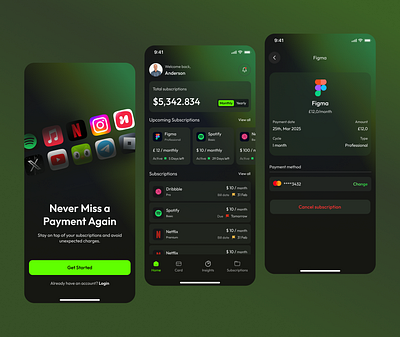 Subscription Manager App app design design finance fintech fintech app fintech design interface mobile app mobile application mobileapp product design subscribe subscription subscription app subscription manager subscription manager app ui ui design uiux ux
