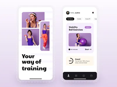 Fitness - App UI 3d animation app branding design graphic design illustration landing page logo motion graphics product design typography ui ux vector web design