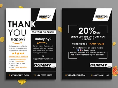 amazon thank you card product insert package insert amazon fba amazon thank you card black business card design card design clean corporate design custom design ebay logo design minimal package design print product branding product insert card product insert card design review