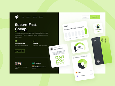 Fintech header design concept bank banking credit debit card dorik finance finance theme fintech header landing page loan minimal design money money app nocode online payment template uiux wallet website builder website design