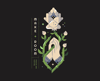 Make Room bloom fasting flat flower geometric growth hands illustration jesus layout leaves plant prayer prayer and fasting prayer hands praying hands spikes white rose