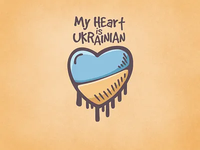 My Heart Is Ukrainian doodle hand drawn icons illustration stop war ukraine