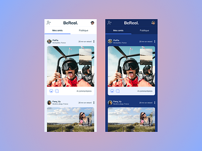BeReal Redesign - Main Screen application dark dark mode dark ui figma light light mode mobile mobile app ui ux