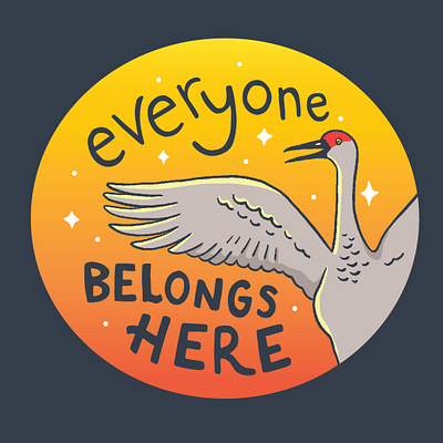 Sandhill crane sticker art drawing hand drawn illustration nature