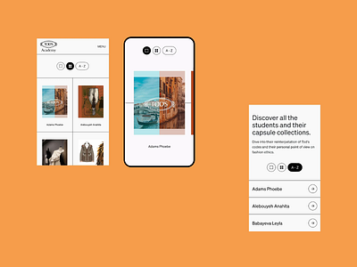 Tod's Academy - Mobile Projects animation fashion interaction mobile projects tods ui ux web web design website