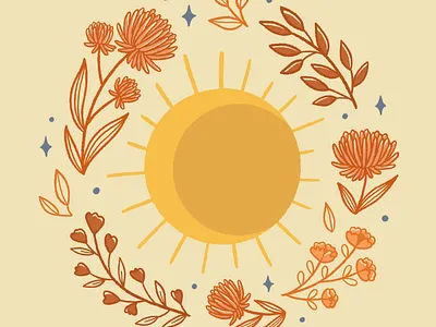 Western sun art drawing hand drawn illustration nature procreate