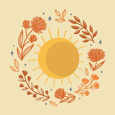 Western sun art drawing hand drawn illustration nature procreate