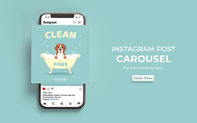 Instagram post carousel. advertising brand identity carouse character illustration dog dog illustration doggy spa grooming instagram instagram carousel design post salon social media