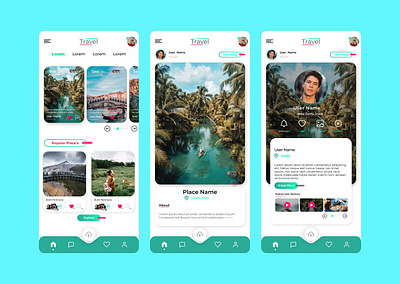 Travel App Design app design branding design figma geometry logo navigation prototype travel ui uiux