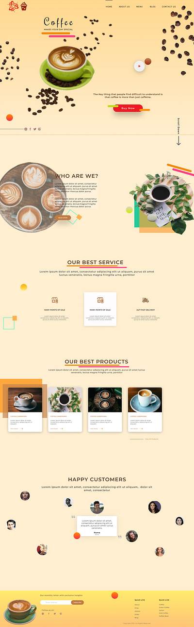 Coffee Web Design branding coffee design figma geometry landing page logo uiux ux vector