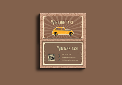 Business card for the taxi service. branding business business card design cab cabby car illustration card digital art graphic design identity marketing old car illustration promotion taxi taxi service typography vintage design visiting card yellow taxi