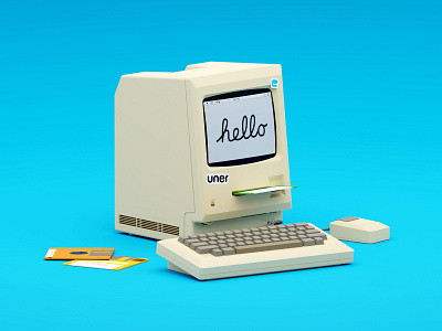 Retro Apple Macintosh 3D 3d apple blender blue computer design floppy hello helloworld ios keyboard mac macintosh macos mouse pc retro tech uner unerstudio