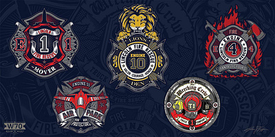 LFR Firehouse Crests 1 brand branding drawing hand drawn hand lettering illustration illustrator logo retro typography vintage