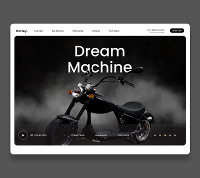 Dream Machine bike black branding design example figma graphic design harley inspiration interface landing page logo project splash screen ui ux web design