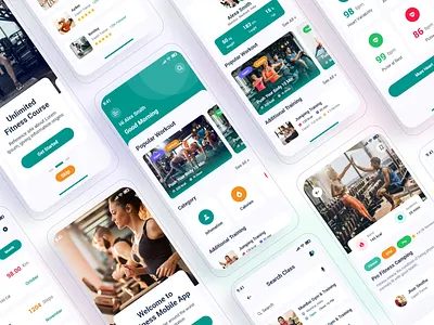 Fitex – Workout Fitness Mobile App UI Template app ui card figma fitness free free download gym health mobile app sports trainer trainer ui design ux design workout xd yoga