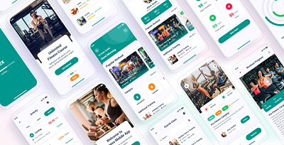 Fitex – Workout Fitness Mobile App UI Template app ui card figma fitness free free download gym health mobile app sports trainer trainer ui design ux design workout xd yoga