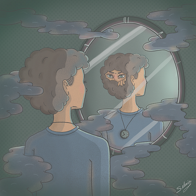 Avoiding anxiety avoiding digital art digital artwork digital illustration digital painting latin american artist mental health mirror drawing photoshop art selenioz art xp pen