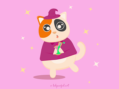 magic cat with potion animal art animals cartoon style cats cats art character cute cute character cute style flat flat illustration illustration illustration for children kawaii kawaii animals kitty magic potions simple illustration vector