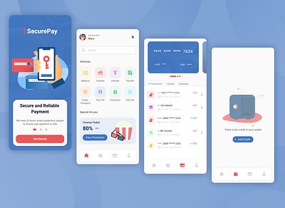 Secure Pay balance credit design figma illustration payment paymentapp redesign schedule secure secureapp transaction ui ux wallet