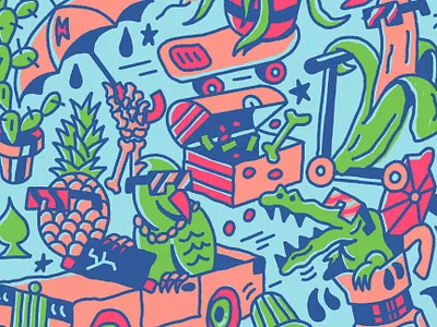 Beach Towel Illustration alligator art artist coffee design florida graphic design illustration illustrator merchandise merchandise design miami procreate towel tropical