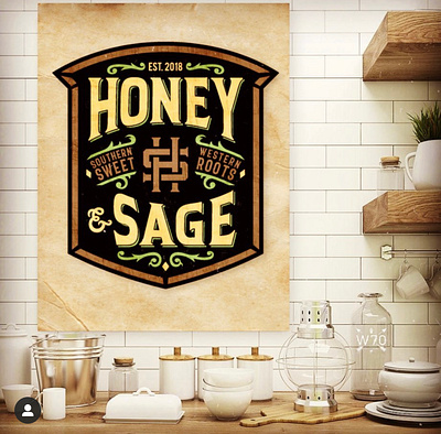 Honey & Sage Identity brand branding design graphic design hand drawn hand lettering home illustration logo retro southern typography vintage