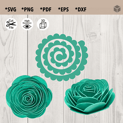 Paper Flowers svg, png, pdf, eps and dxf. cut file cutting machine design dxf eps flower paper pdf png scrapbook svg