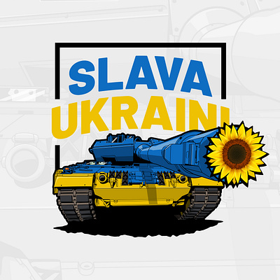 Slava Ukraini design europe illustration logo love military peace russia russian slava sunflower tank ukraine ukraini vector war warship