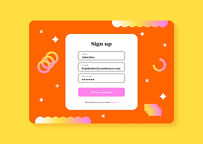 Sign Up Interface app branding colorful design flat geometric gradient graphic design illustration typography ui uiux ux vector website