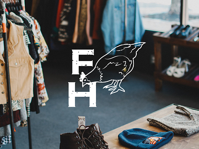Initial Mark for French Hens Consignment animal logo branding chicken colorcode farm logo grunge logo hand drawn hen initials retro retro logo sketch thrift logo thrift shop thrifting vintage logo