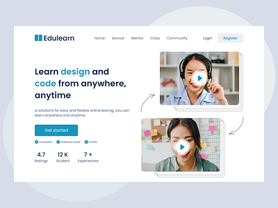 Edulearn - online learning hero section design onlinelearning ui ux website