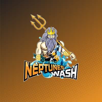 NEPTUNES WASH CAR WASH AND DETAILING LOGO car wash car wash logo detailing detailing logo greek god neptune neptunes wash wash wash logo