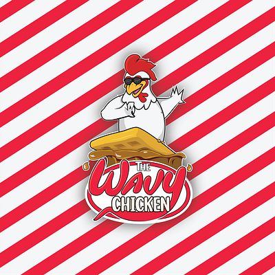 THE WAVY CHICKEN LOGO DESIGN chicken chicken logo food logo food truck food truck logo logo logo design mascot mascot logo mockup the wavy chicken logo