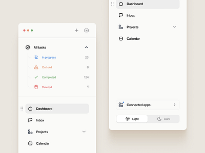 Sidebar Navigation for Task Management App asana component dashboard design dropdown feed icons illustration interface kanban logo menu mobile navbar navigation product design trello ui ux web design