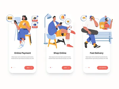 E-Commerce Illustrations app branding design ecommerce illustration mobile onlineshop ui ux vector