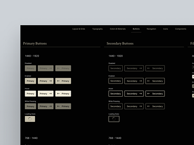 Button components in UI-kit app button components concept design figma gothic minimal ui kit variants