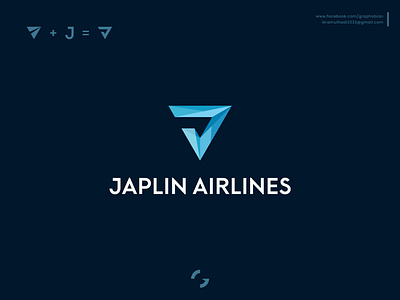 Japlin Airlines - J letter Crystal Effect logo airlines logo airplane logo branding brandmark broken glass crystal logo graphobian icon j letter logo logo logo design logomark modern logo modern minimalist logo trendy