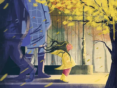 Autumn Feelings // Illustration 2d 2d illustration art autumn blacklead blacklead studio brush fall girl hair illustration image leaves pen picture sun vector