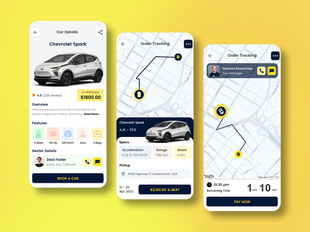 Car Rental/ Car booking App by Rishabh Rai for Fluttertop UIUX Studio