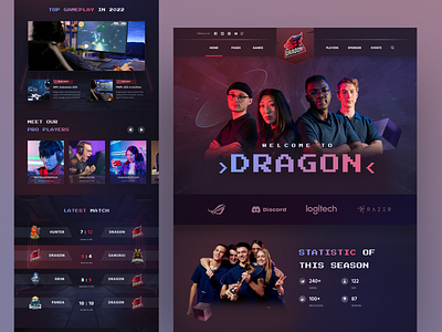 Esport Team Landing Page branding clean dark dark mode design esport game gamers landing page logo organization team ui ux web design website