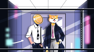 Welcome to CRYPTO World 🪙 2d character 2d illustration branding character design coin crypto flatdesign illustration illustrator millionaire shiba coin