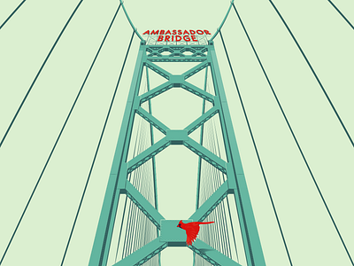 AMBASSADOR BRIDGE ambassador ambassador bridge art artist bird british columbia cardinal design detroit digital freelance hometown illustration illustrator turquoise vector windsor