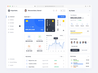 Origin Bank - Dashboard animation bank case study clean dashboard finance light ui uiux website