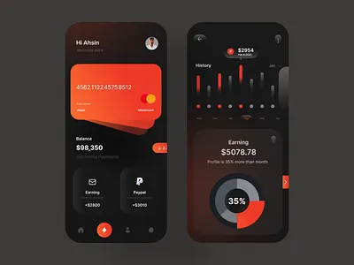 finance bank accounts and bank card ux ui management design