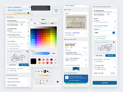 Banking | e-Signature account banking card colour components credit electronic financial mobile pallette signature slider stamp stepper ui ux vector