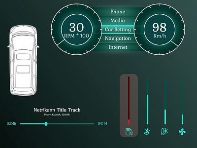 Car Interface 034 car interface carinterface dailyui dailyui034 fan fuel illustration interface logo projected seat smart car temperature ux vector