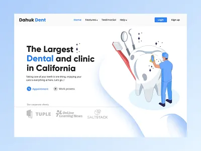Dental Web Header, Dahuk Dental dahuk dental dental dental clinic dental hospital ui dental landing dental ui dental web dental web header dentist web ui design hospital hospital landing maksuduix ui design uiux web header