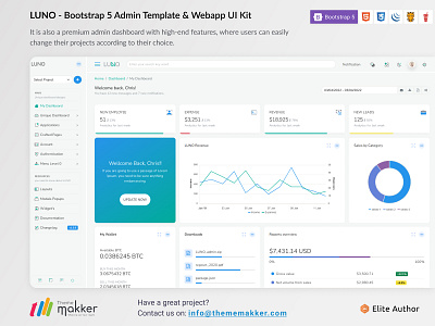 LUNO - Bootstrap 5 Responsive Admin Template & Webapp UI Kit admin dashboard admin panel admin template admin theme bootstrap5 light dark multi domain rtl webapp uikit