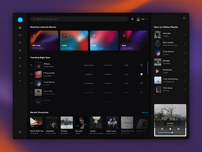 Web Music Player app blue design designer figma gradient music musicapp orange player sketch song ui uidesign ux violet web