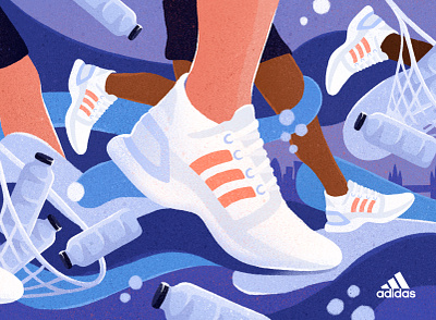Adidas Run for the Oceans Campaign addidas digital editorial illustrated illustration illustrator lifestyle mural social sport sportillustration twitter